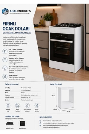 ADALIMODULES Ankastre Fırın Dolabı Ankastre Dolabı Ocak Dolabı Ankastre Modül Dolap Fırın Ocak Dolabı Beyaz