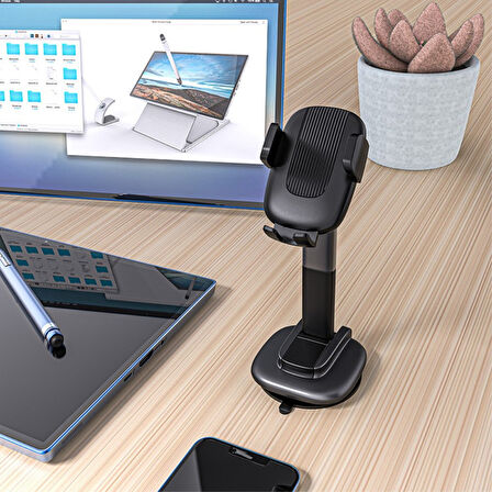 Adaman A090 4-6.7 Inç Uyumlu Cep Telefonu Için Vantuzlu Uzayabilir Araç Içi Telefon Tutucu Veya Masaüstü Telefon Standı