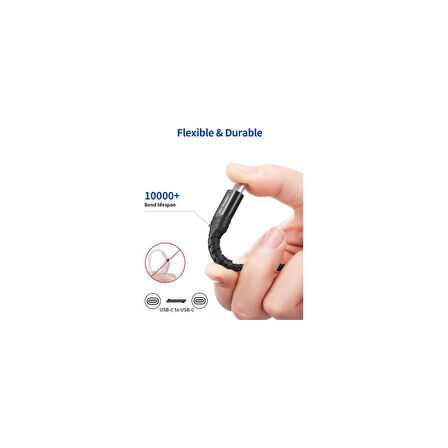 Jsaux 60W 100CM USB C To USB C Type-C Kablo iPhone 16/16 Plus/16 Pro/16 Pro Max, iPhone 15, Galaxy S24/S23/S22, Car Play, Macbook, iPad Pixel-Grey ile Uyumlu Usbc Type C Hızlı Şarj Data Kablosu CC0018