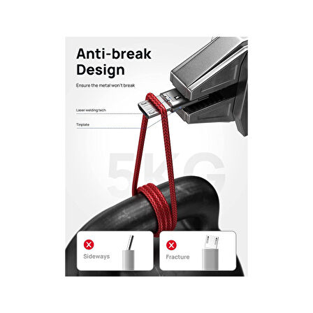 Jsaux Micro USB 2.4A Hızlı Şarj ve Data Kablosu , Android Şarj Cihazı Mikro Usb'den Usb'ye Naylon Örgülü Kablo Samsung Galaxy S6 S7 Edge Note 5, Kindle, Ps4 ve Daha Fazlası ile Uyumlu Kırmızı