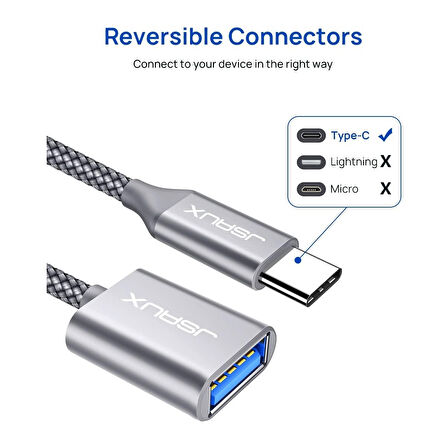 Jsaux Usb'den USB C'ye Adaptör CD0019 USB C'den USB 3.0'a Adaptör, Type-C Otg MacBook Pro/air, iPhone 15 Pro Max, Samsung Galaxy S24/S23/S22/S21 ve Diğer USB C Cihazlarıyla Uyumlu