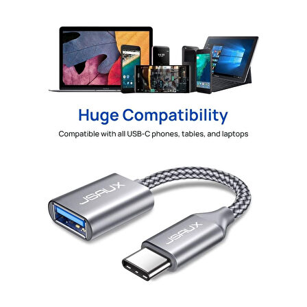 Jsaux Usb'den USB C'ye Adaptör CD0019 USB C'den USB 3.0'a Adaptör, Type-C Otg MacBook Pro/air, iPhone 15 Pro Max, Samsung Galaxy S24/S23/S22/S21 ve Diğer USB C Cihazlarıyla Uyumlu