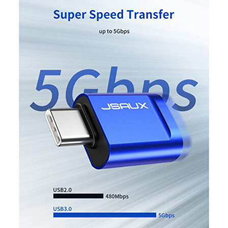 Jsaux Usb-C To USB Adaptörü , Type-c To Usb Dönüştürücü 1 Adet Mavi Aparat 5gbps USB3.0 Çevirici