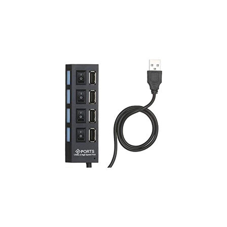 Adaman Siyah USB 2.0 Yd-76 4 Portlu Çoğaltıcı Bilgisayar Adaptör Şartelli