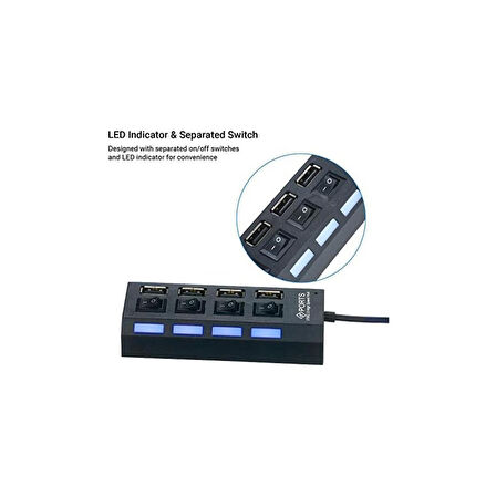 Adaman Siyah USB 2.0 Yd-76 4 Portlu Çoğaltıcı Bilgisayar Adaptör Şartelli