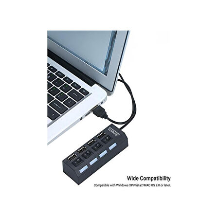 Adaman Siyah USB 2.0 Yd-76 4 Portlu Çoğaltıcı Bilgisayar Adaptör Şartelli