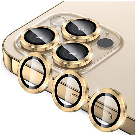 Adaman iPhone 12 Pro Max  Uyumlu Kamera Mercek Lens Için Koruyucu - Gold Renk