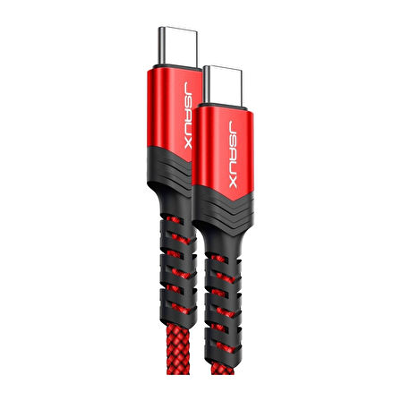 Jsaux 60W 100CM USB C To USB C Type-C Kablo iPhone 16/16 Plus/16 Pro/16 Pro Max, iPhone 15, Galaxy S24/S23/S22, Car Play, Macbook, iPad Pixel-Grey ile Uyumlu Usbc Type C Hızlı Şarj Data Kablosu CC0018