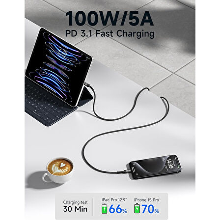 Jsaux Usb C - Usb C Kablosu 100WATT 5 Amper Type-C Süper Hızlı Şarj ve Data Kablosu CC00201S1
