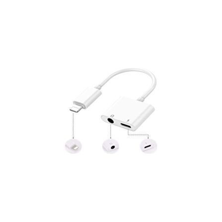 Adaman Iphone Tüm Seri Şarj Kulaklık Dönüştürücü 2in1 3.5mm Jack