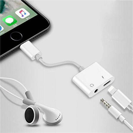 Adaman Iphone Tüm Seri Şarj Kulaklık Dönüştürücü 2in1 3.5mm Jack