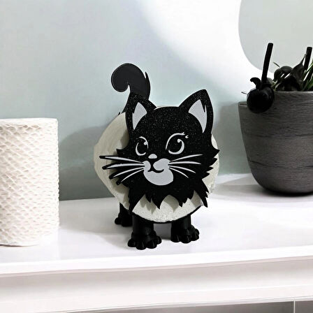 Dekoratif Kedi Şekilli Tuvalet Kağıdı Tutucu