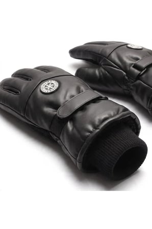 Motosiklet Eldiveni Kışlık | İçi Kalın Kürklü | Bilek Ayarlanabilir Kayışlı | Kaydırmaz Avuç İçi | Rüzgar Su Dayanıklı Kurye Kar Kayak Eldiveni Suni Deri