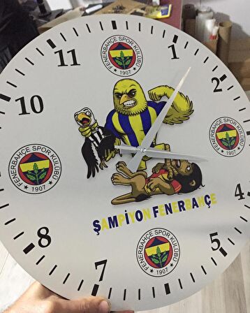 Ahşap duvar saati - şampiyon fenerbahçe 40 x 40
