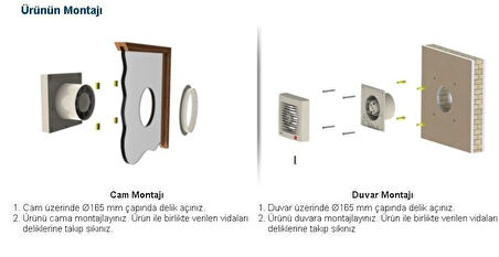 Aircol 100lük Otomatik Panjurlu Tuvalet ve Banyo Fanı / Aspiratörü 100 m³/h - Aircol 100 OP