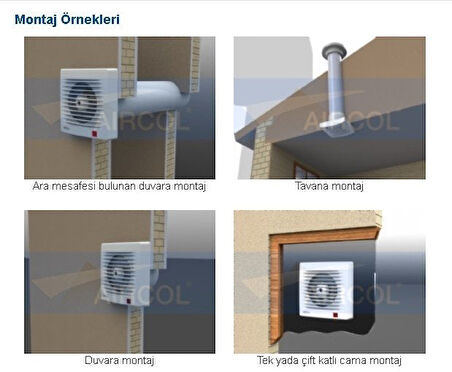 Panjurlu Tuvalet ve Banyo Fanı / Aspiratörü 160 m³/h - Aircol 120 OP