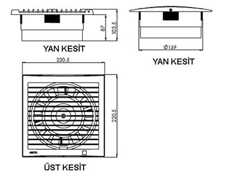 Aircol 150lik Banyo, Wc, Tuvalet Fanı / Aspiratörü 300 m³/h - Aircol 150