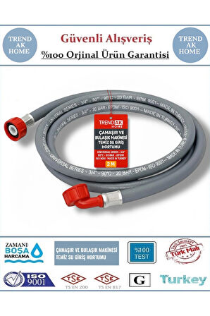 ÇAMAŞIR VE BULAŞIK MAKİNESİ TEMİZ SU GİRİŞ HORTUMU ( 1 M - 1,5 M - 2 M - 3 M - 4 M - 5 M )