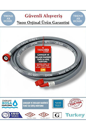 ÇAMAŞIR VE BULAŞIK MAKİNESİ TEMİZ SU GİRİŞ HORTUMU ( 1 M - 1,5 M - 2 M - 3 M - 4 M - 5 M )