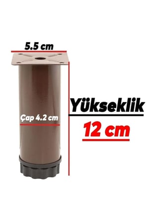 Metal 12 Cm Ayarlanabilir Kahverengi Mobilya Kanepe Koltuk Baza Destek Ayağı Ayakları.