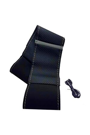 Chevrolet Captiva Uyumlu Alkantara-karbon Yüzüklü Direksiyon Kılıf Gri Ipli