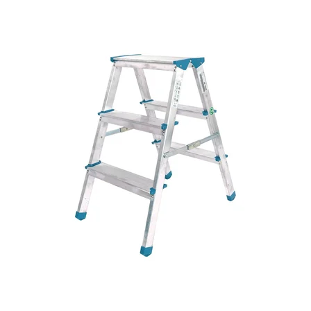 3+3 Çift Basamaklı Alüminyum Metal Merdiven Yükseklik = 69CM Baş Genişlik = 8CM