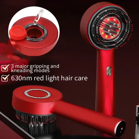 Şarjlı Ve Titreşimli Saç Masaj Tarağı Bakım Yağı Hazneli Fırça