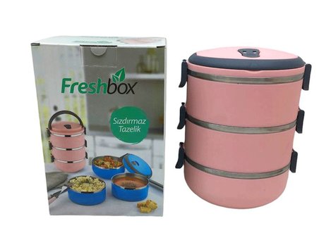 Açık Pembe 3LÜ Sefer Tası Saklama Kabı 1.8LT