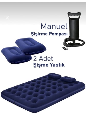 Çift Kişilik Şişme Yatak Dahili Pompalı 203x152x22 Cm 2 Yastıklı