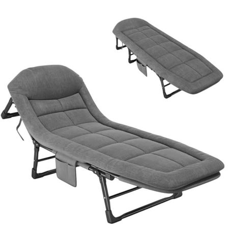 SN-26974 Taşınabilir Ayarlanabilir 5 Kademe Sünger Kamp Yatak Şezlong (Açık Gri)