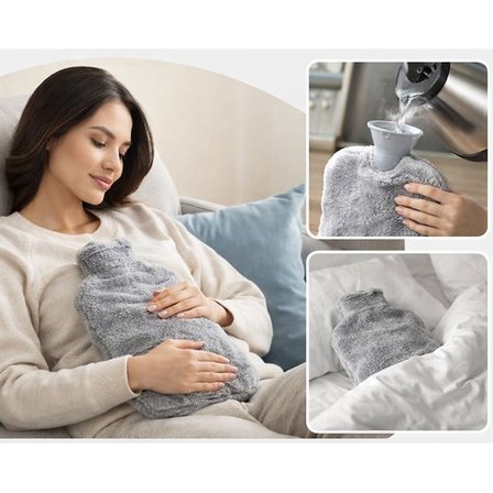 SN-29909 Peluş Kılıflı Yumuşak Dokulu 30 Cm 2000 Ml Kapasiteli Sıcak Su Torbası