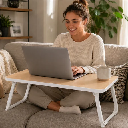 SN-29696 Katlanabilir Laptop Masası ve Yatak Koltuk Üzeri Tepsisi Ahşap Desen 70x48cm