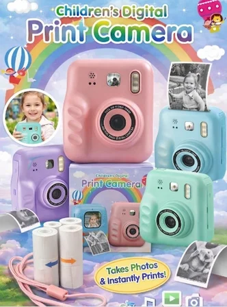 Dijital Fotoğraf Çıkaran Video Kaydedici Taşınabilir Anında Baskı Çıkaran Çocuk Kamerası Mor