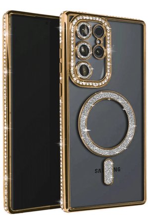 Samsung Galaxy S25 Ultra Kılıf Joke Simli Magneticsafe Kılıf - Gold