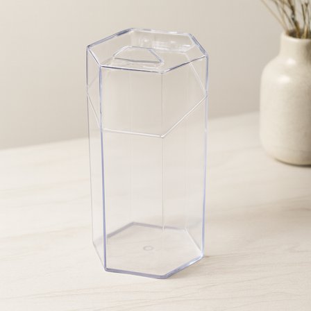 Kapaklı Makyaj Fırça Organizeri (6 Bölmeli) Mika Kristal Plastik 10x8.9x20 cm
