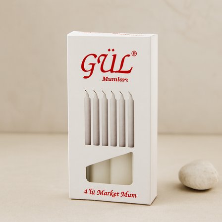İnce Gül Mum 12 cm 4'lü Beyaz