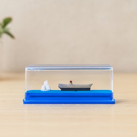 Yüzen Batmayan Akvaryum Dekoru - Gemi & Ada, Mavi, 5.2×15.2×5.3 cm