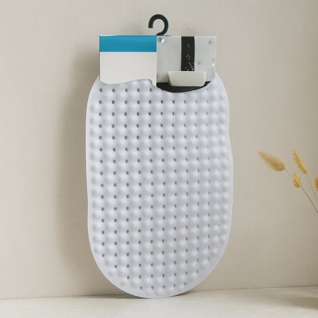 Oval Kaydırmaz Banyo Paspası 63 Vantuzlu Plastik 34x65 cm