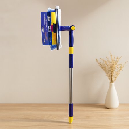 360° Başlıklı Uzayan Saplı 2'li Cam Sil ve Mikrofiber Mop 24.5 cm (85-133 cm)