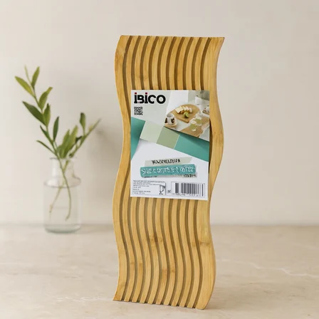 Bambu Servis Sunum Tahtası 17x39x1.5 cm (Çift Yüzlü Dalgalı/Kanallı)