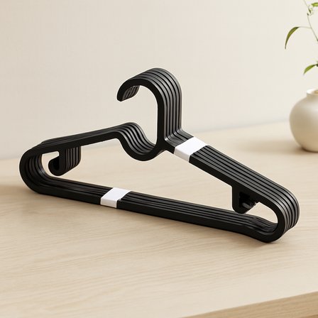 10'lu Siyah Slim Plastik Elbise Askısı