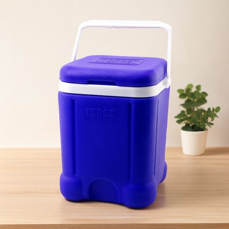 20L Mavi Kare Plastik Buzluk - Taşıma Kulplu