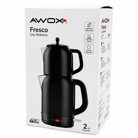 Awox Fresco Kırmızı Elektrikli Çay Makinesi Çaycı Set 1.7LT Su Isıtıcı + 1.2LT Demlik Paslanmaz Çeli