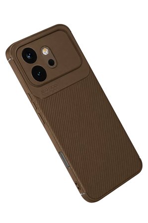 Huawei Honor 600 Auto Focus Karbon Kapak - Kahverengi