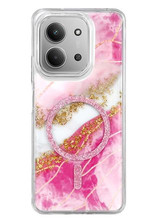Onegif Xiaomi Redmi 15C 4G Lotus Simli Magsafe Kapak - Pembe