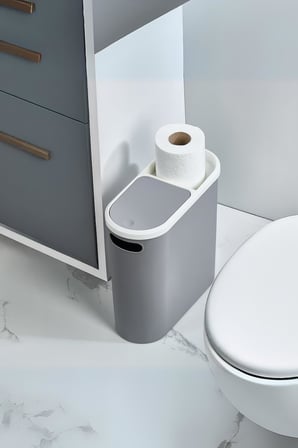 Gri Kapaklı WC Kağıtlıklı Çöp Kovası & Ofis Çöp Kovası 10 Lt