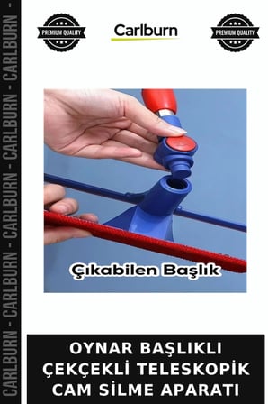 OYNAR BAŞLIKLI ÇEKÇEKLİ TELESKOPİK CAM SİLME APARATI Temizlik Ürünü Ev Gereçleri Kolay Kullanım
