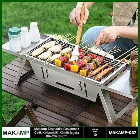 Özel Üretim Kamp Piknik Mangal Taşınabilir Paslanmaz Çelik Katlanabilir Kömür Izgara 86 × 20 × 33 Cm