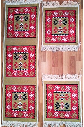 Antik Kilimden Serme Oto Kılıfı Takımı, Binek Araçlar Için, 3 Parça 40x130cm