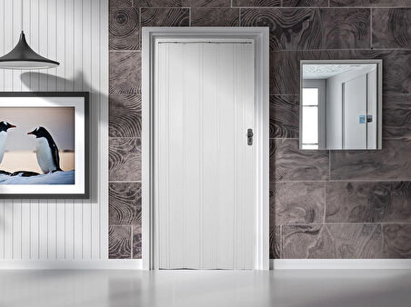 Akordiyon katlanır Kapı 12 mm, Beyaz, Camsız En 87 cm x Boy 190 cm 